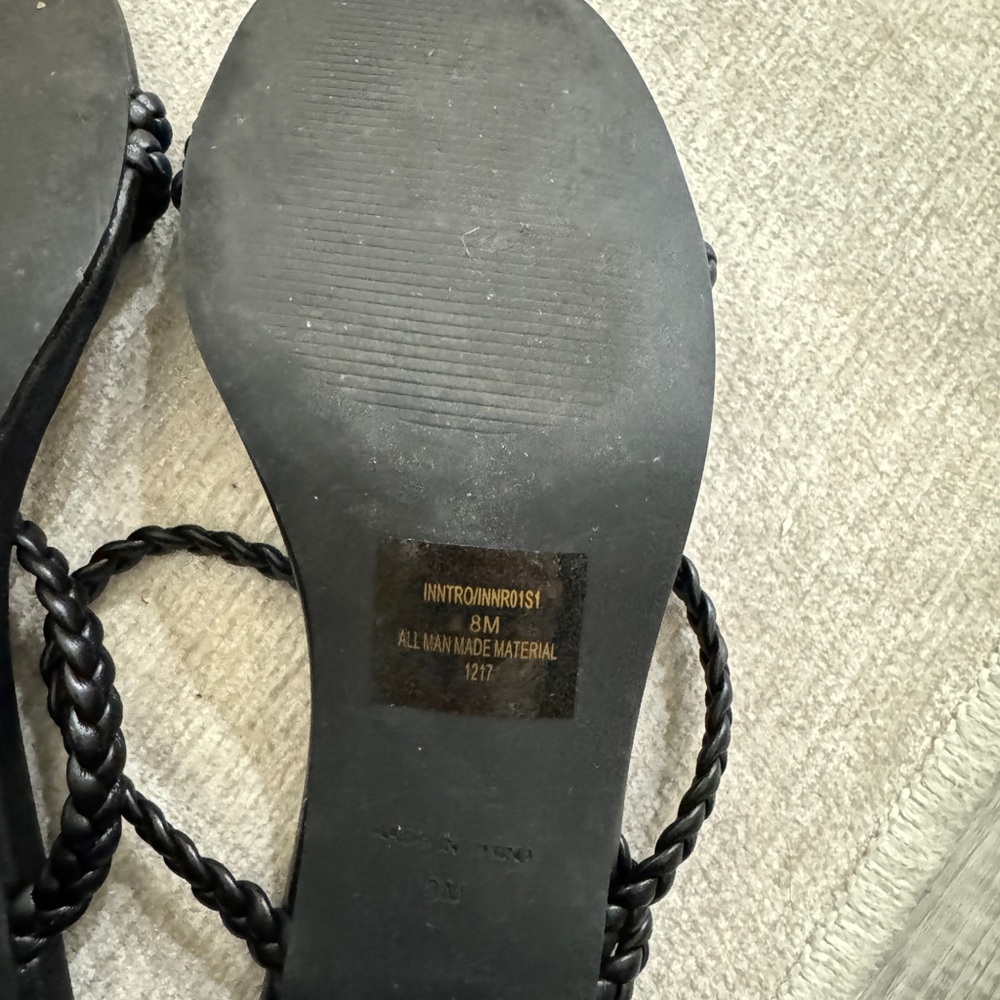 Steve Madden Black Braided Strappy Block Heel Sandals - Picture 6 of 6